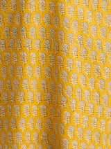 Women's Yellow Ethnic Floral Printed Embroidered Straight Fit Kurta with Pant and Dupatta