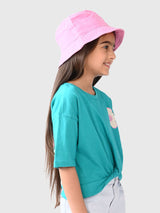 Girls Green Casual Solid Regular Fit Half Sleeves Tshirt