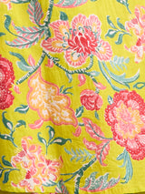 Women's Green Ethnic Floral Printed Crop Top with Embroidered Printed Long Jacket and Flared Palazzo