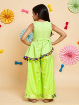 Girls Green Cotton Ethnic Festive Co-ords Set
