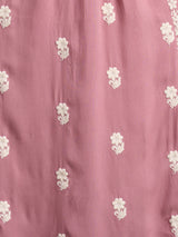 Women's Pink Chikankari Embroidered A-Line Paneled Kurta with Pant