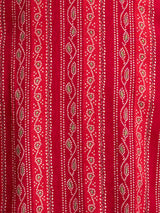 Women's Pink Bandhani Printed and Embroidered Straight Fit Kurta with Pant and Dupatta