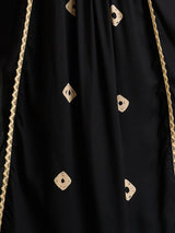 Women's Black Bandhani Printed and Embroidered A-Line Pleated Kurta with Palazzo and Dupatta