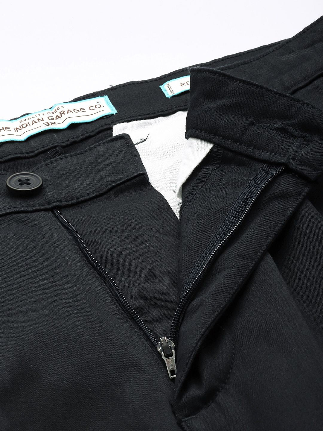 Men's Blue Casual Relaxed Fit Solid Trousers
