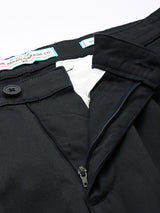 Men's Blue Casual Relaxed Fit Solid Trousers