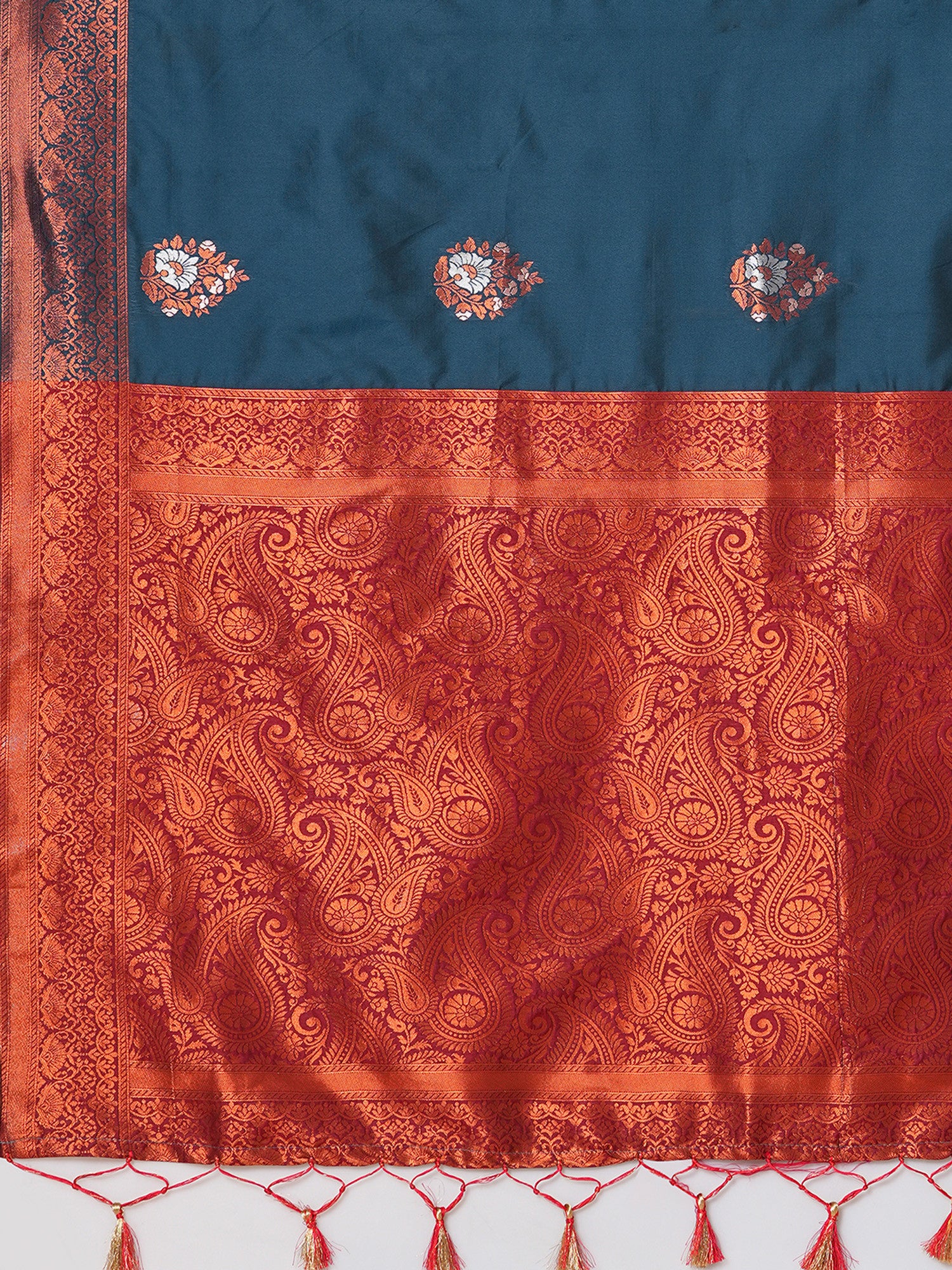 Women's Silk Blend Blue Woven Design Designer Saree with Blouse Piece