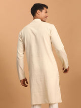 Men's Cream Festive Ethnic Full Sleeves Kurta
