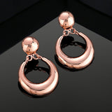 Women's Rose Gold Plated Circular Dangle Earrings|Trendy Fashion Jewelry
