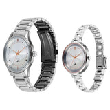 Unisex Mixmatched Silver Variations Round Dial Pair's Watch - 32476265SM01