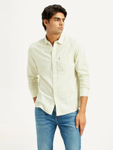 Mens Full Sleeves Green Slim Fit Shirt