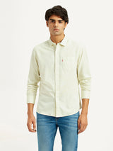 Mens Full Sleeves Green Slim Fit Shirt