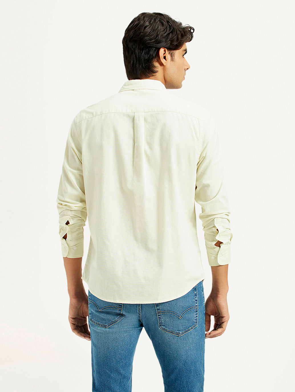 Mens Full Sleeves Green Slim Fit Shirt