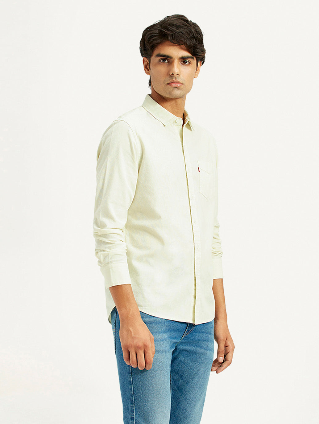 Mens Full Sleeves Green Slim Fit Shirt