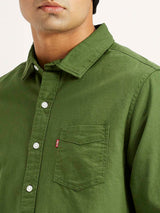 Mens Full Sleeves Green Slim Fit Shirt