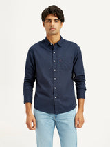 Mens Full Sleeves Navy Slim Fit Shirt