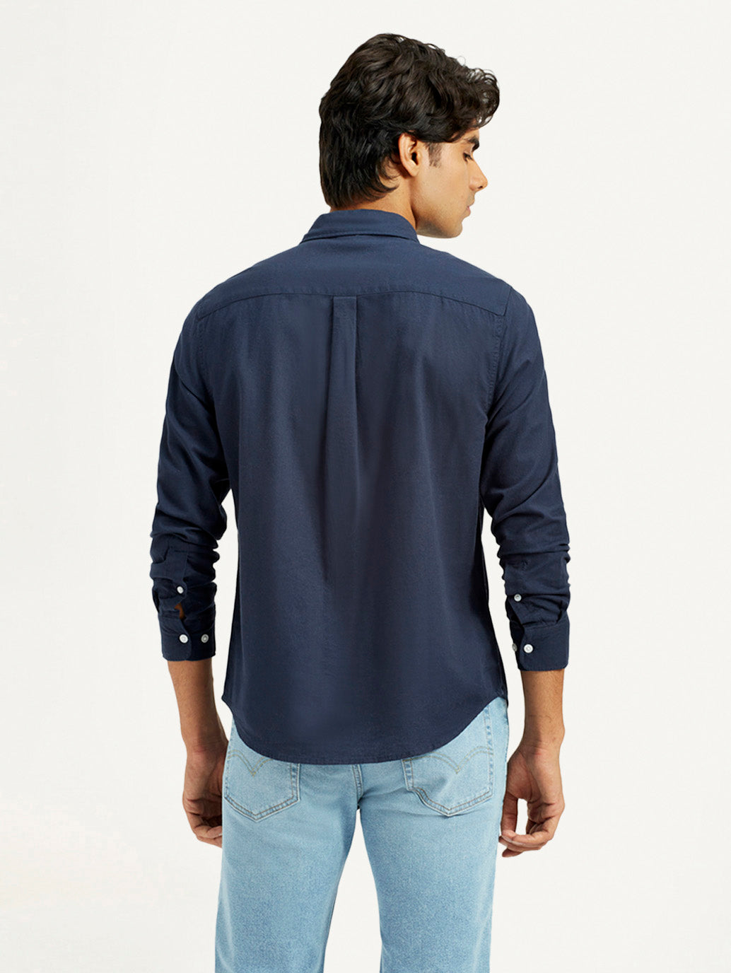Mens Full Sleeves Navy Slim Fit Shirt