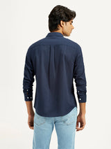 Mens Full Sleeves Navy Slim Fit Shirt