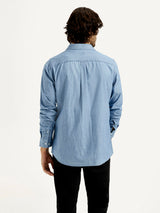 Mens Full Sleeves Blue Slim Fit Shirt