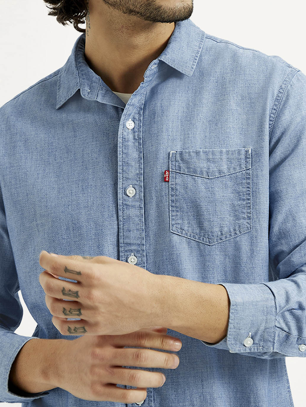 Mens Full Sleeves Blue Slim Fit Shirt