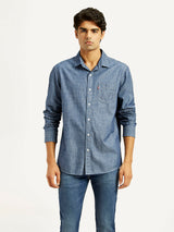 Mens Full Sleeves Blue Slim Fit Shirt