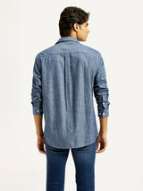 Mens Full Sleeves Blue Slim Fit Shirt