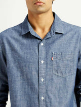 Mens Full Sleeves Blue Slim Fit Shirt