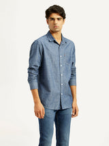 Mens Full Sleeves Blue Slim Fit Shirt