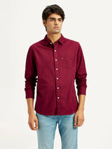Mens Full Sleeves Red Slim Fit Shirt