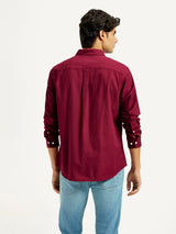 Mens Full Sleeves Red Slim Fit Shirt