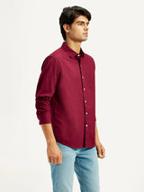 Mens Full Sleeves Red Slim Fit Shirt