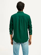Mens Full Sleeves Green Slim Fit Shirt