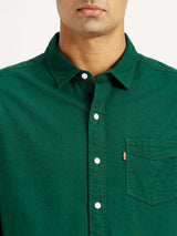 Mens Full Sleeves Green Slim Fit Shirt