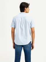 Mens Half Sleeves Blue Slim Fit Shirt