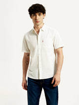 Mens Half Sleeves White Slim Fit Shirt