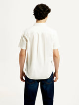 Mens Half Sleeves White Slim Fit Shirt