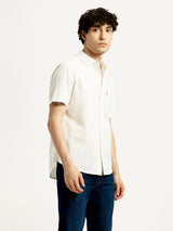 Mens Half Sleeves White Slim Fit Shirt