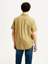 Mens Half Sleeves Yellow Slim Fit Shirt