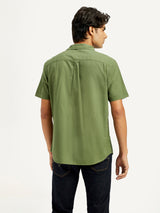 Mens Half Sleeves Green Regular Fit Shirt