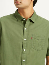 Mens Half Sleeves Green Regular Fit Shirt