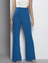 Women's Blue Casual Solid Regular Fit Pants