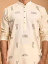 Men's Cream Festive Ethnic Full Sleeves Kurta
