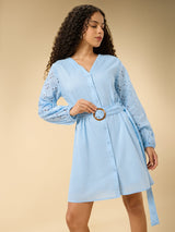 Women's Blue Casual A-Line Dress