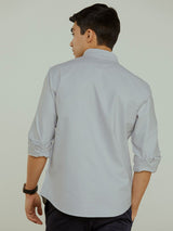 Men's Grey Casual Regular Fit Solid Full Sleeves Shirt