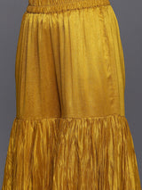 Women's Yellow Silk Blend Sequinned Zari Kurta & Silk Blend Sharara with Mustard Sequinned Dupatta