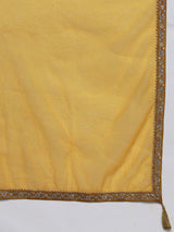 Women's Yellow Silk Blend Sequinned Zari Kurta & Silk Blend Sharara with Mustard Sequinned Dupatta