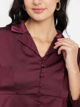 Women's Wine Solid Crop Top