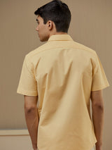 Men's Yellow Casual Regular Fit Solid Half Sleeves Shirt