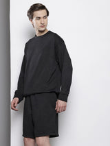 Men's Black Casual Regular Fit Solid Full Sleeves Co-ords Set