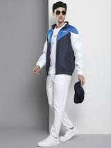 Men's Navy Colorblocked Casual Jacket