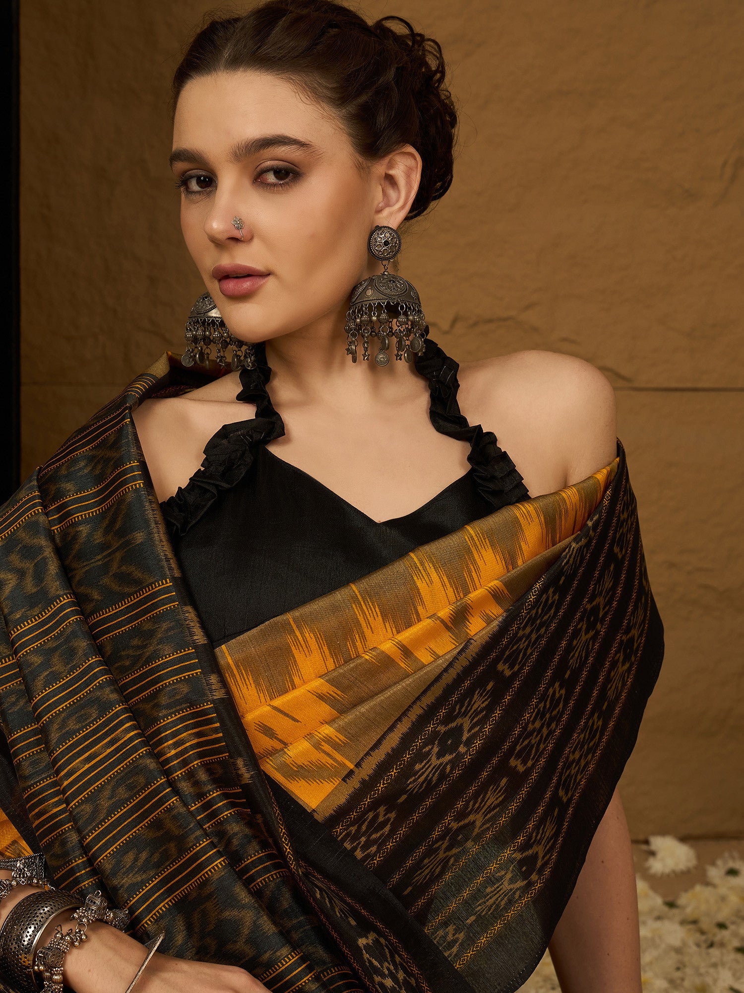 Women's Bhagalpuri Silk Yellow Printed Designer Saree with Blouse Piece